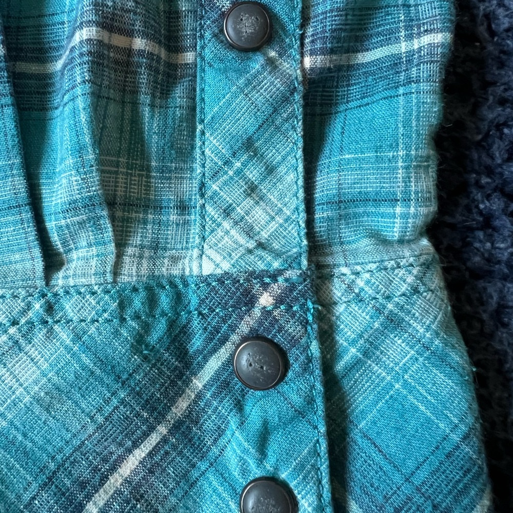 PATAGONIA Flannel Men's Small Shirt Teal‎ Plaid Button Up Long Sleeve Green Blue - Picture 4 of 11